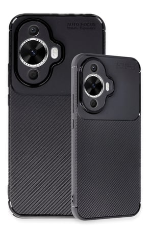 Uray store Huawei Nova 12S Kılıf Auto Focus Karbon Kapak - Siyah