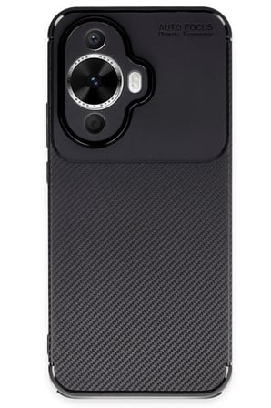 Uray store Huawei Nova 12S Kılıf Auto Focus Karbon Kapak - Siyah