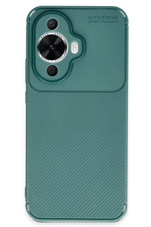 Uray store Huawei Nova 12S Kılıf Auto Focus Karbon Kapak - Koyu Yeşil