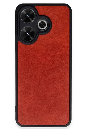 Uray store Xiaomi Redmi 13 4G Kılıf Aras Deri Kapak - Kırmızı