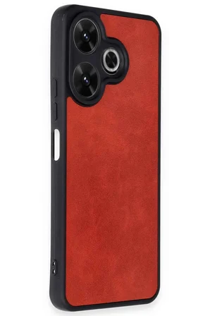 Uray store Xiaomi Redmi 13 4G Kılıf Aras Deri Kapak - Kırmızı