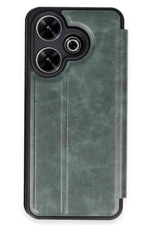 Uray store Xiaomi Redmi 13 4G Kılıf Flip Cover - Koyu Yeşil