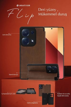Uray store Xiaomi Redmi 13 4G Kılıf Flip Cover - Koyu Yeşil