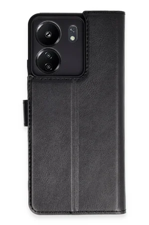 Uray store Xiaomi Redmi 13C Kılıf Trend S Plus Kapaklı Kılıf - Siyah