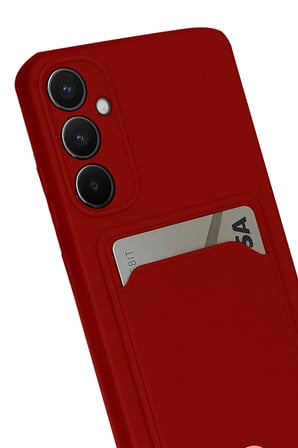 Uray store Samsung Galaxy S24 FE Kılıf Kelvin Kartvizitli Silikon - Kırmızı