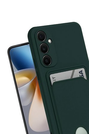 Uray store Samsung Galaxy S24 FE Kılıf Kelvin Kartvizitli Silikon - Koyu Yeşil
