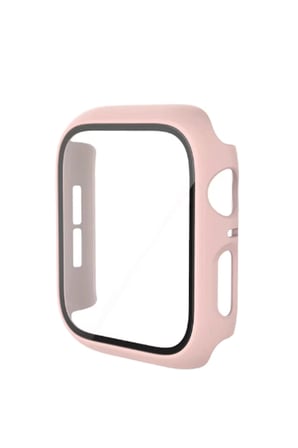 Uray store Apple Watch 44mm Camlı Kasa Ekran Koruyucu - Pembe
