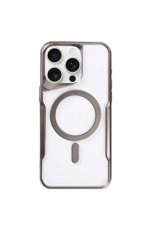 Uray store Apple iPhone 15 Pro Max Kılıf Boyi Magsafe Silikon Kapak - Titan Gri