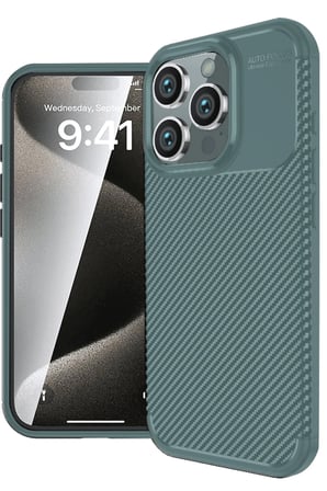 Uray store Apple iPhone 16 Pro Max Kılıf Auto Focus Karbon Kapak - Koyu Yeşil