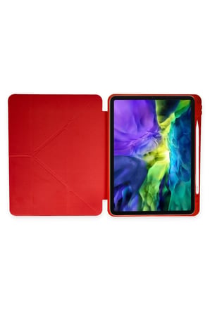 Uray store Apple iPad Pro 11 (2024) Kılıf Kalemlikli Mars Tablet Kılıfı - Kırmızı