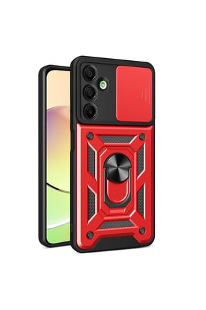 Uray store Samsung Galaxy A16 5G Kılıf Pars Lens Yüzüklü Silikon - Kırmızı