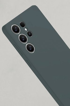 Uray store Samsung Galaxy S25 Ultra Kılıf Nano içi Kadife Silikon - Koyu Yeşil