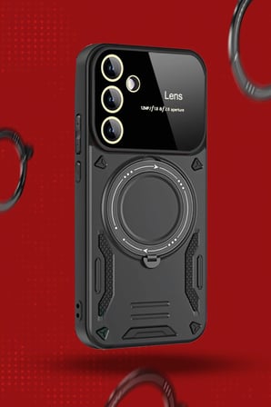 Uray store Samsung Galaxy S24 FE Kılıf Joy Lens Standlı Kapak - Kırmızı