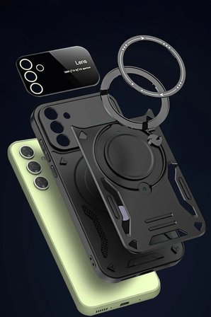 Uray store Samsung Galaxy S24 FE Kılıf Joy Lens Standlı Kapak - Kırmızı