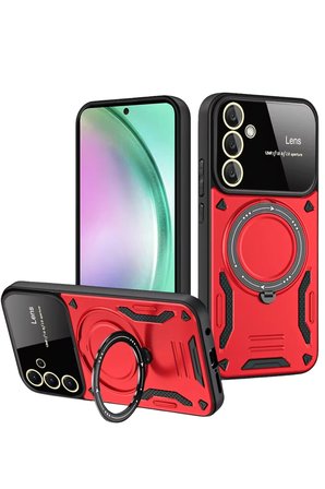 Uray store Samsung Galaxy S24 FE Kılıf Joy Lens Standlı Kapak - Kırmızı