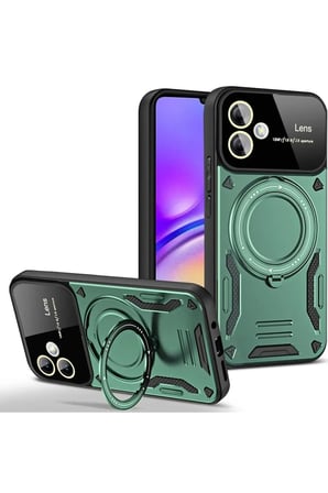 Uray store Samsung Galaxy A06 Kılıf Joy Lens Standlı Kapak - Koyu Yeşil