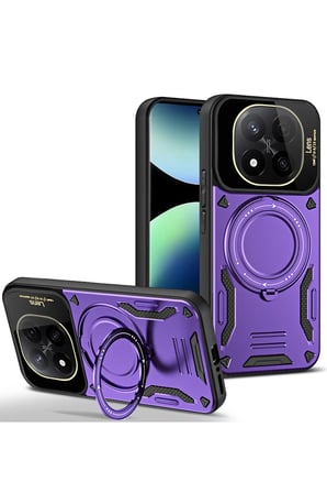 Uray store Xiaomi Redmi Note 14 Pro 4G Kılıf Joy Lens Standlı Kapak - Mor