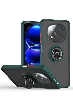 Uray store Xiaomi Redmi Note 14 Pro 4G Kılıf Montreal Yüzüklü Silikon Kapak - Yeşil