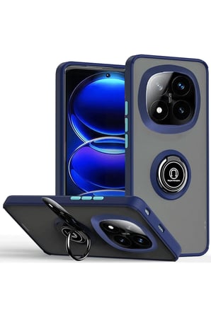 Uray store Xiaomi Redmi Note 14 Pro 5G Kılıf Montreal Yüzüklü Silikon Kapak - Lacivert