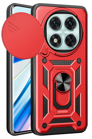 Uray store Xiaomi Redmi Note 14 Pro 5G Kılıf Pars Lens Yüzüklü Silikon - Kırmızı