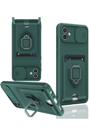 Uray store Samsung Galaxy A06 Kılıf Zuma Kartvizitli Yüzüklü Silikon - Yeşil