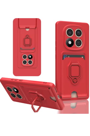 Uray store Xiaomi Redmi Note 14 Pro 4G Kılıf Zuma Kartvizitli Yüzüklü Silikon - Kırmızı