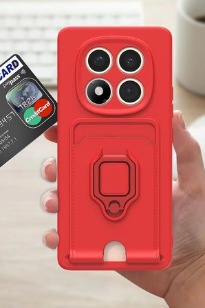Uray store Xiaomi Redmi Note 14 Pro Plus Kılıf Zuma Kartvizitli Yüzüklü Silikon - Siyah