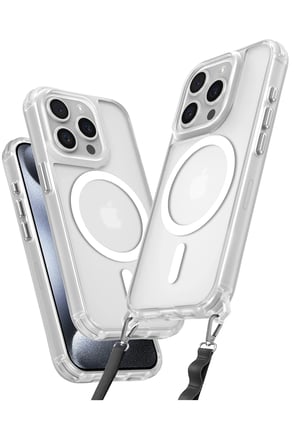 Uray store Apple iPhone 15 Pro Max Kılıf Enka Magsafe Silikon Kılıf - Şeffaf