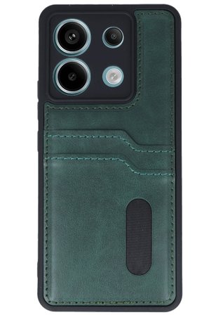 Uray store Xiaomi Redmi Note 13 Pro 5G Kılıf Sara Kartvizitli Deri Kılıf - Koyu Yeşil