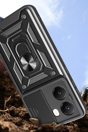 Uray store Xiaomi Poco X7 Pro Kılıf Pars Lens Yüzüklü Silikon - Kırmızı