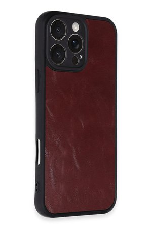 Uray store Apple iPhone 16 Pro Max Kılıf Aras Deri Kapak - Bordo