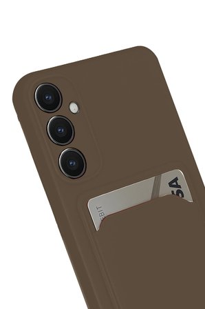Uray store Samsung Galaxy S24 FE Kılıf Kelvin Kartvizitli Silikon - Kahverengi