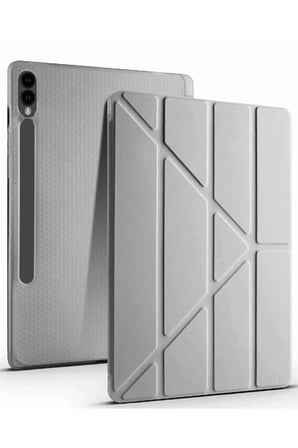 Uray store Samsung Galaxy X510 Tab S9 FE 11 Kılıf Kalemlikli Mars Tablet Kılıfı - Koyu Gri