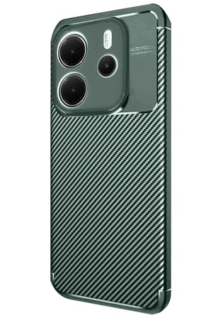 Uray store Xiaomi Redmi Note 14 4G Kılıf Auto Focus Karbon Kapak - Koyu Yeşil