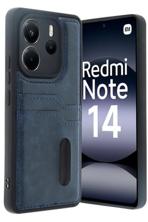 Uray store Xiaomi Redmi Note 14 4G Kılıf Sara Kartvizitli Deri Kılıf - Lacivert