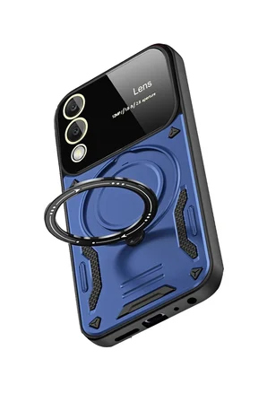 Uray store Samsung Galaxy S25 Edge Kılıf Joy Lens Standlı Kapak - Lacivert