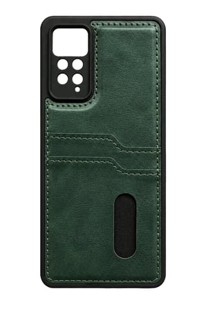 Uray store Xiaomi Redmi Note 12 Pro 4G Kılıf Sara Kartvizitli Deri Kılıf - Koyu Yeşil