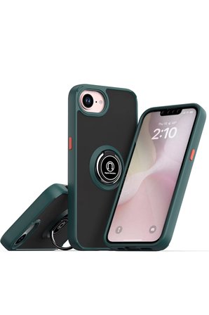 Uray store Apple iPhone 16E Kılıf Montreal Yüzüklü Silikon Kapak - Yeşil