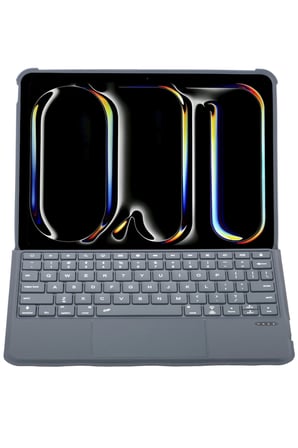 Uray store Apple T5504D iPad Pro 11 (2024) Kılıf Palermo Ledli Klavyeli Standlı Tablet Kılıfı - Siya