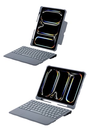 Uray store Apple T5504D iPad Pro 11 (2024) Kılıf Palermo Ledli Klavyeli Standlı Tablet Kılıfı - Siya