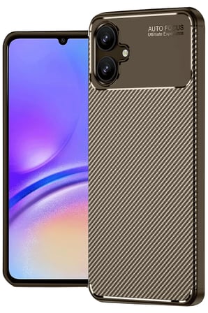 Uray store Samsung Galaxy A06 Kılıf Auto Focus Karbon Kapak - Kahverengi