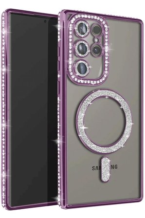 Uray store Samsung Galaxy S23 Ultra Joke Simli Magneticsafe Kılıf - Derin Mor