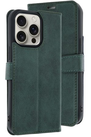 Uray store Apple iPhone 15 Pro Max Kılıf Trend S Plus Kapaklı Kılıf - Koyu Yeşil