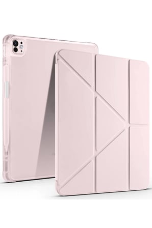 Uray store Apple iPad Air 13 (2024) Kılıf Kalemlikli Mars Tablet Kılıfı - Rose Gold