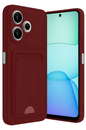 Uray store Xiaomi Redmi 13 4G Kılıf Kelvin Kartvizitli Silikon - Bordo