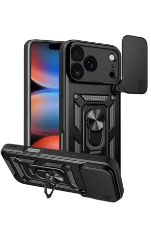Uray store Apple iPhone 17 Pro Pars Lens Yüzüklü Silikon - Siyah