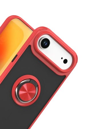 Uray store Apple iPhone 17 Air Montreal Yüzüklü Silikon Kapak - Kırmızı