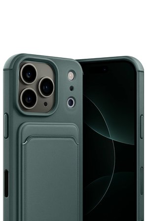 Uray store Apple iPhone 17 Pro Max Kelvin Kartvizitli Silikon - Koyu Yeşil