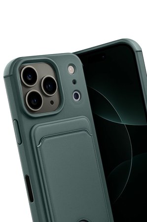Uray store Apple iPhone 17 Pro Max Kelvin Kartvizitli Silikon - Koyu Yeşil