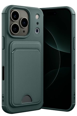 Uray store Apple iPhone 17 Pro Max Kelvin Kartvizitli Silikon - Koyu Yeşil